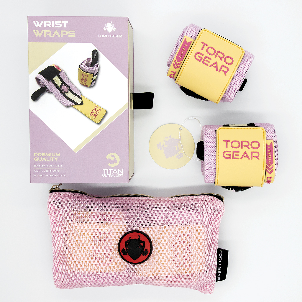 Titan Ultra Lift Pink Phanter wrist wraps, muñequeras de alta calidad
